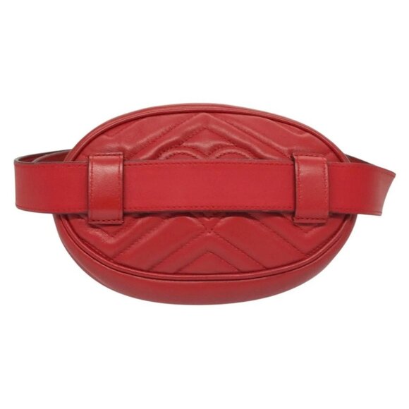 GUCCI GG Marmont Waist Bag Leather Red Gold - Picture 2 of 16